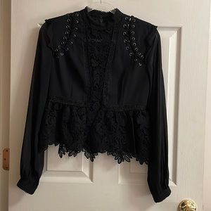 Self-Portrait Floral Lace Peplum Top